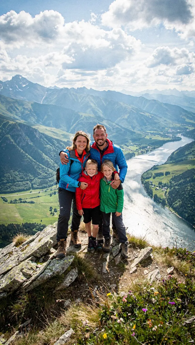 A breathtaking view of the High Tatras mountains surrounded by lush greenery and clear blue skies.
